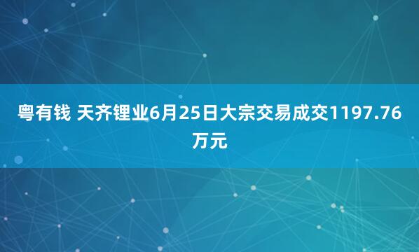 粤有钱 天齐锂业6月25日大宗交易成交1197.76万元