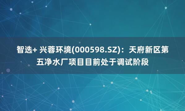 智选+ 兴蓉环境(000598.SZ)：天府新区第五净水厂项目目前处于调试阶段